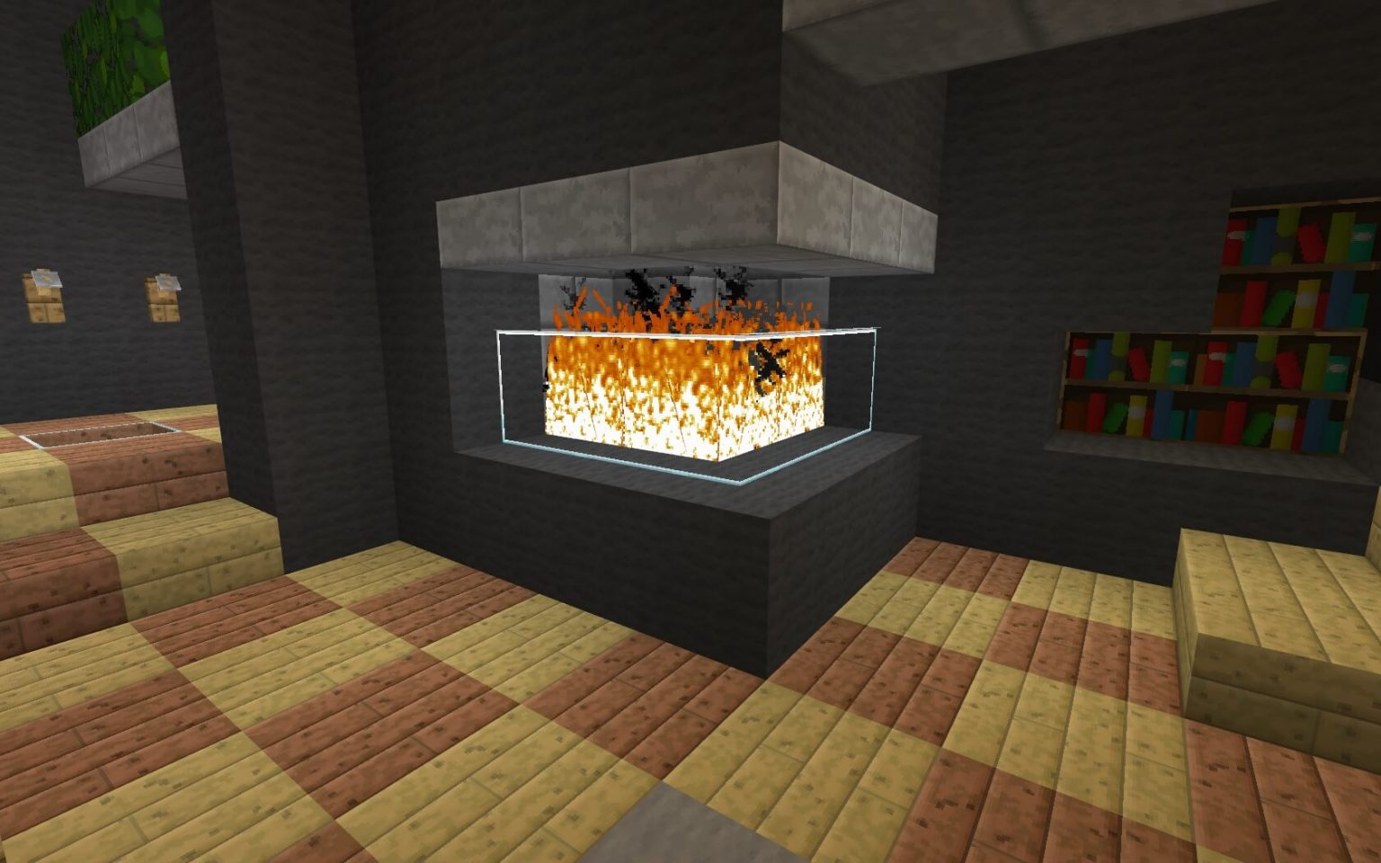 Modern Corner Style Fireplace - Minecraft Furniture