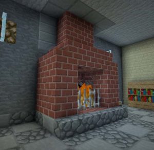 Slab Floor Fireplace - Minecraft Furniture