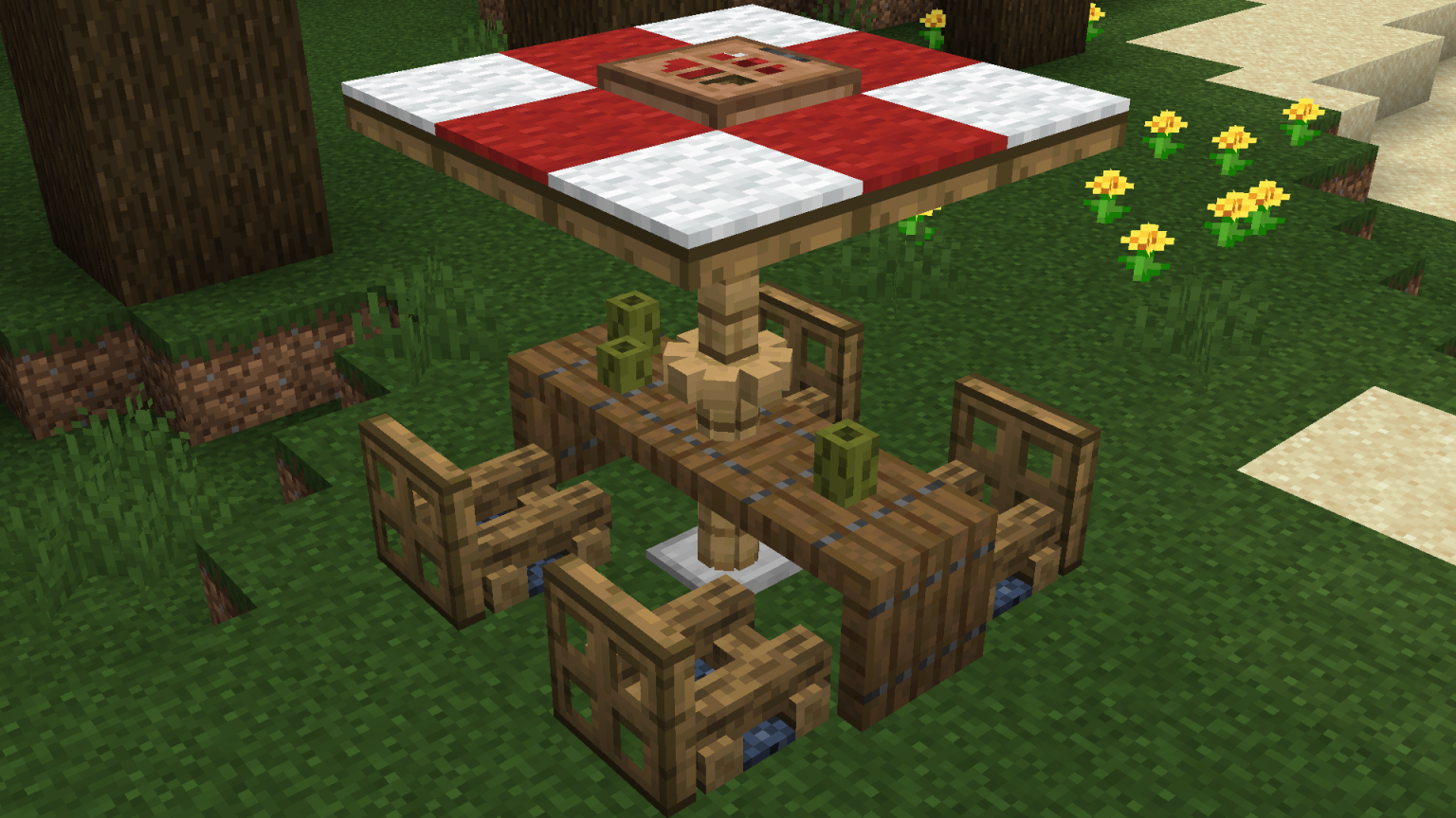 What is the title of this picture ? Picnic Table - Minecraft Furniture