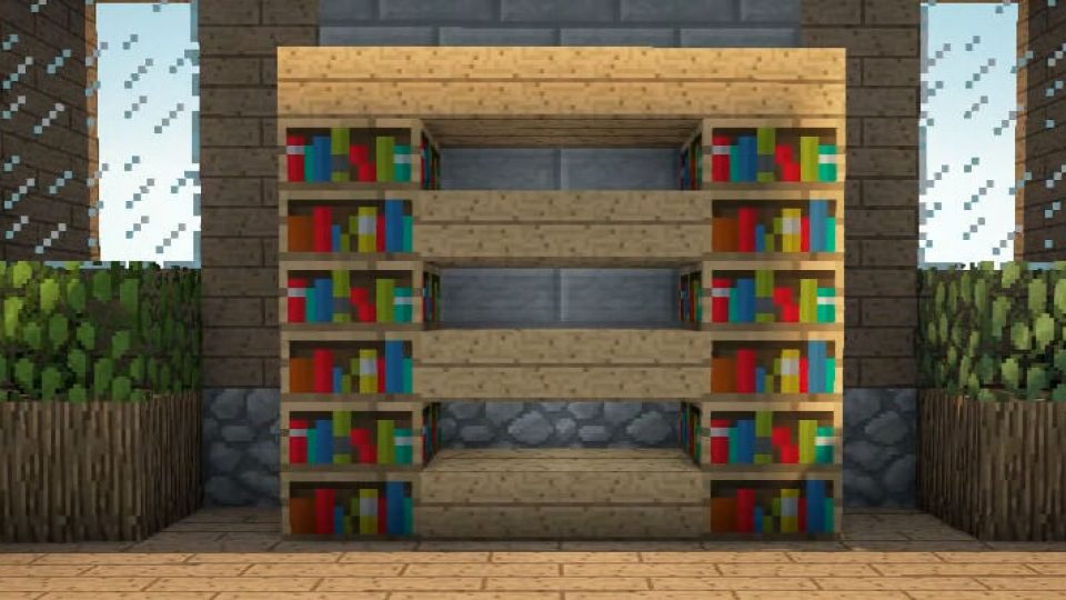 Minecraft Bookshelf Storage Designs, How To Make Floating Shelves Materials In Minecraft